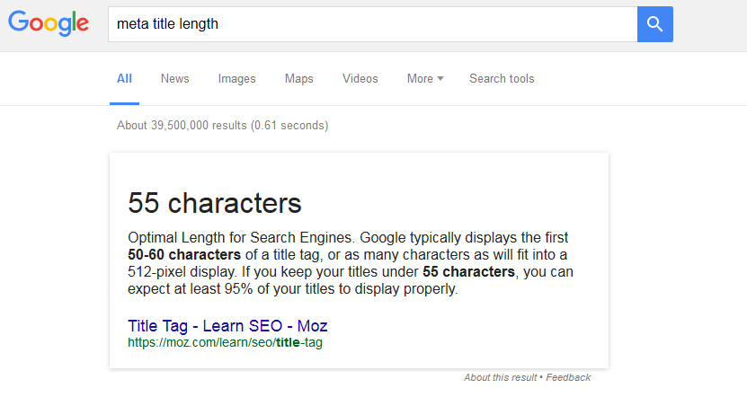 Google title character length