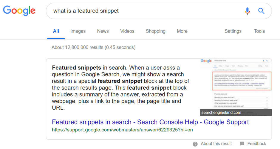 google snippets