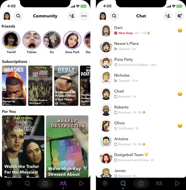 Snapchat redesign