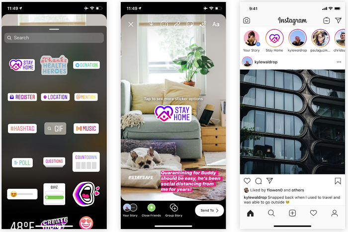 Instagram stay at home stickers