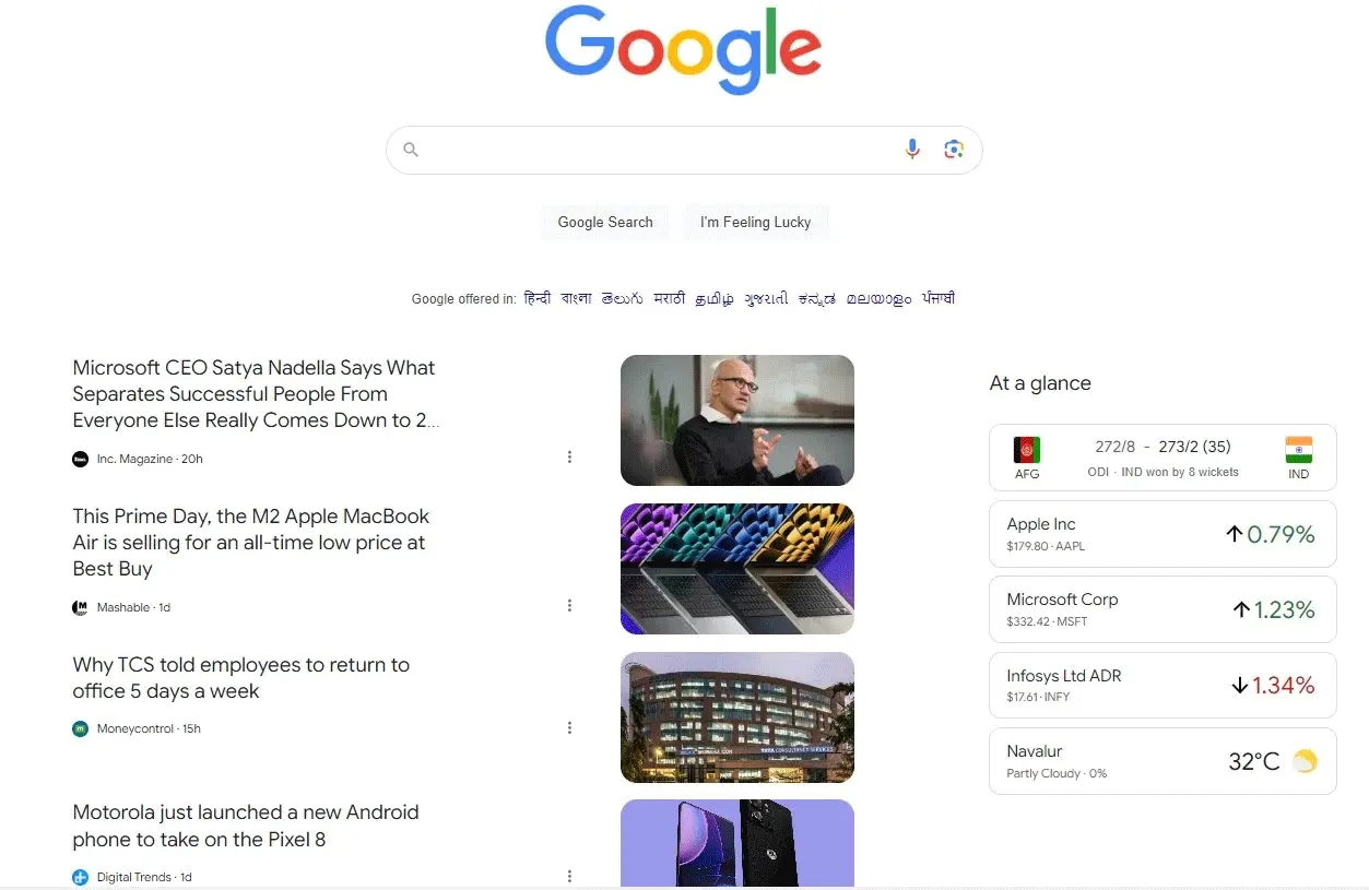 Google Discover on desktop