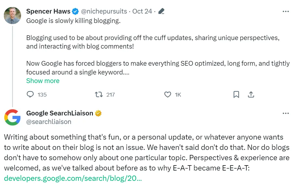 Google replies to SEO community